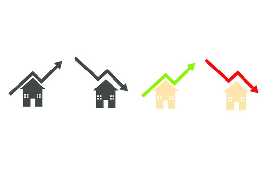 Real Estate House Price Trend Icon Set