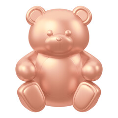 Fototapeta premium Copper teddy bear png, 3D illustration on transparent background