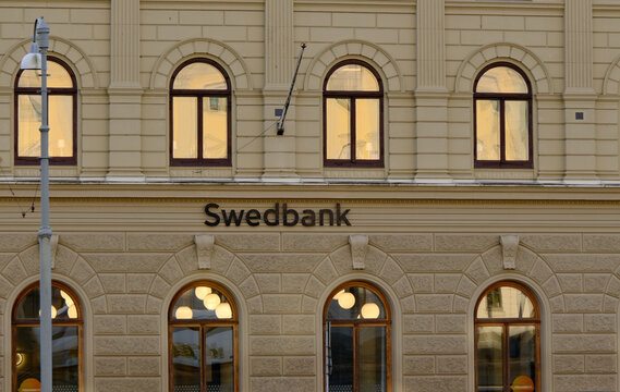 Gothenburg, Sweden-Nov.24th 2025: Swedbank brand logo on building