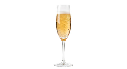 Elegant flute glass filled with sparkling champagne and effervescent bubbles © Sapphire