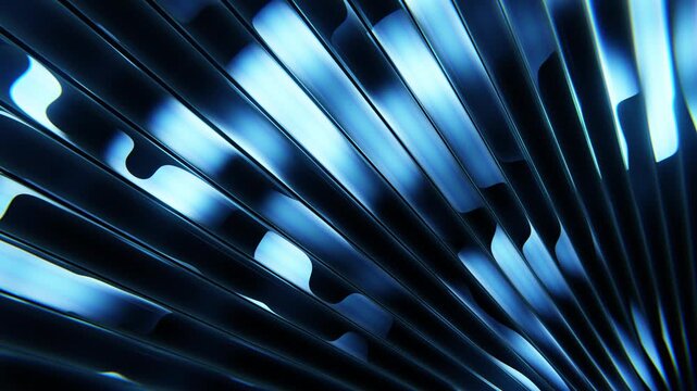 Blue glass reflection loop background with sharp neon light rays