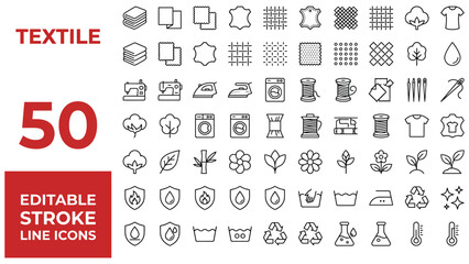 Textile and Fabric feather icon set. Editable line icons. Vector illustration.  © Asma 