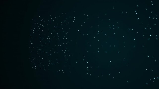 Glowing Binary Digits Streaming through Dark Teal Cyberspace