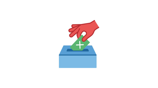 Hand dropping ballot into voting box, election concept, flat design