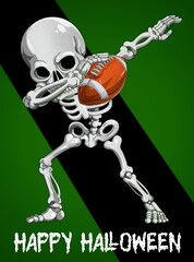 Funny Dabbing Skeleton Rugby Happy Halloween