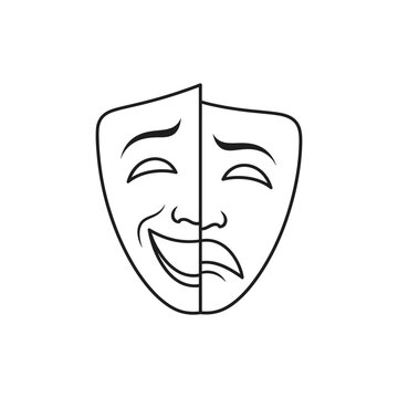 Classic comedy and tragedy theater masks illustration.