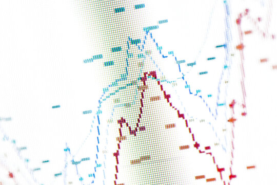 Financial chart overlay with market data and red price line.