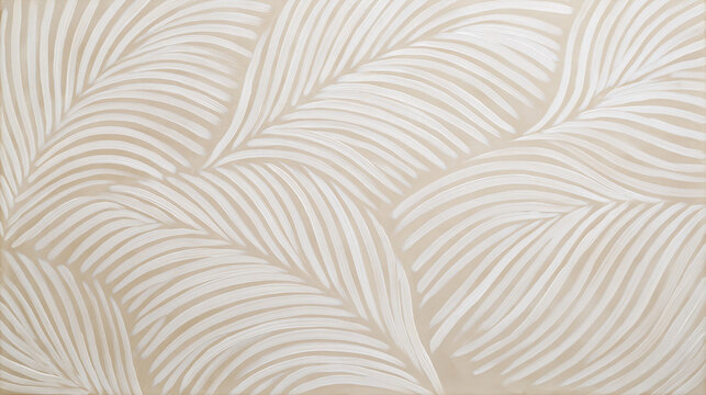 Loose botanical arcs flowing like slow wind over muted sand, soft overlapping palm frond pattern creates calm organic rhythm and gentle texture for background and surface design