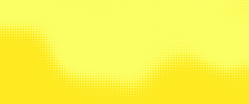 Pop art lemon yellow background with halftone patterns in comic book style, vector illustration