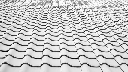 White wavy roof tiles pattern background abstract architecture design © Liada