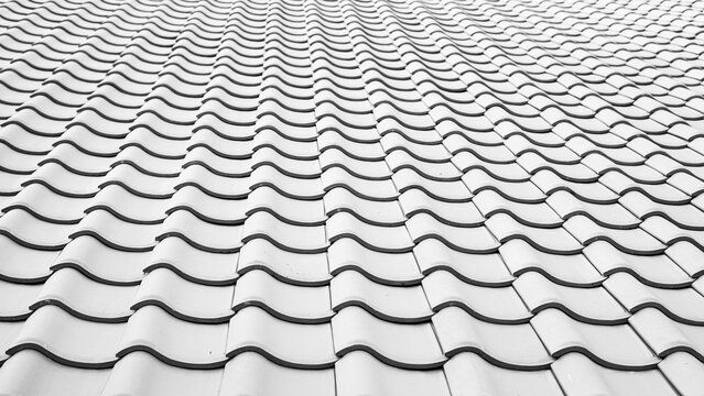 White wavy roof tiles pattern background abstract architecture design