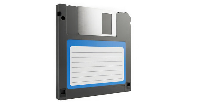 Old floppy disk on white