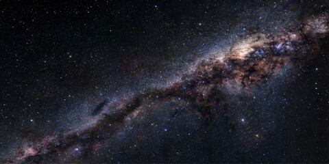 Fototapeta premium Blue Galaxy in Deep Space with Bright Stars and Nebula Background