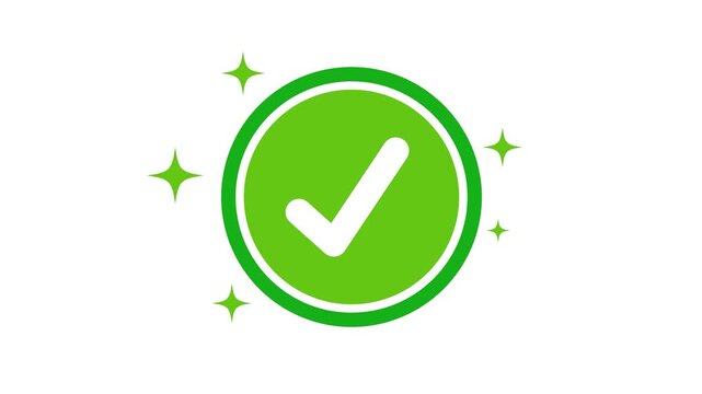 check mark animation that symbolizes approval, success, task completion on transparent background with alpha channel. Chick mark animation on circle. tick mark symbol ok button animated 4k.