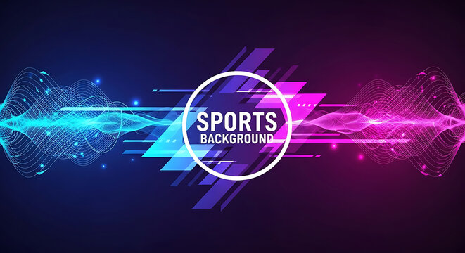 Abstract neon light sports background with dynamic particles background abstract particles performance training futuristic movement exercise competition