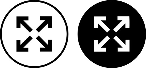 Obraz premium Fullscreen expand icon set in black and white circles