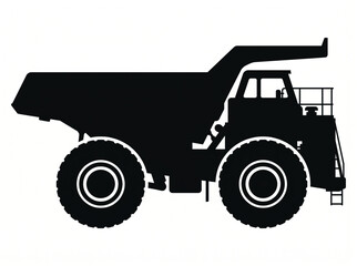 Heavy Duty Mining Dump Truck Black Silhouette Vector Illustration © Gina