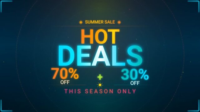 Colorful Summer Sale Promotional Banner with Hot Deals and Discounts