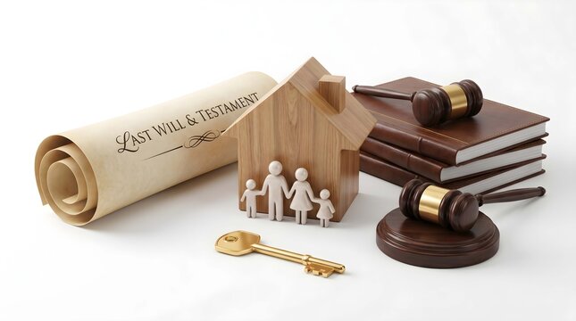 Estate Planning Concept with Will House Family and Gavel