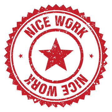 nice work red grunge round stamp. nice work stamp