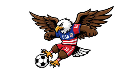 Naklejka premium American eagle playing soccer ball.