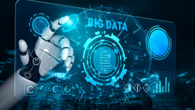 Using AI for Big Data analytics to gain business intelligence and insights. AI processing and visualizing large datasets for strategic decisions. Motif