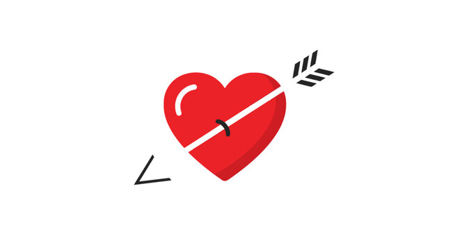 Red heart pierced by arrow symbol.
