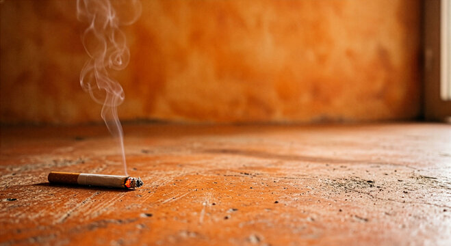 Cigarette on Orange Background