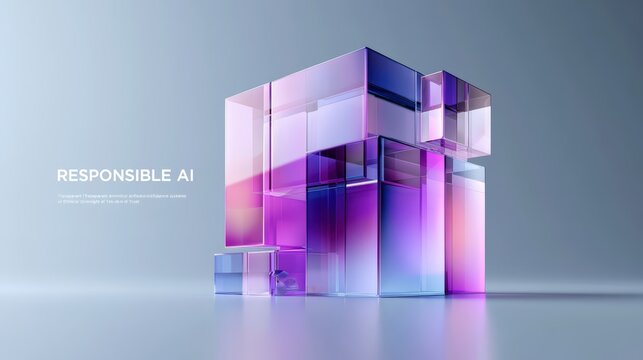 Intricate Abstract Glass Cube Structure for Responsible Ai Concept