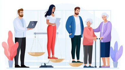 Fototapeta premium Achieving Equality with Diverse People on Scales of Justice