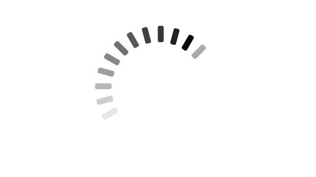 Curved progress bar animation, minimalist loading scale icon on a white background,