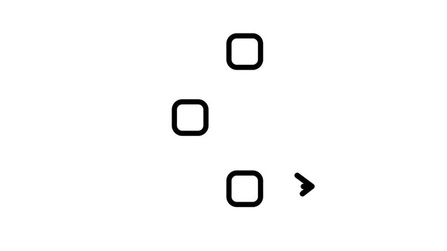 Process loop animation, minimalist gear, and progress workflow icon on a black background,