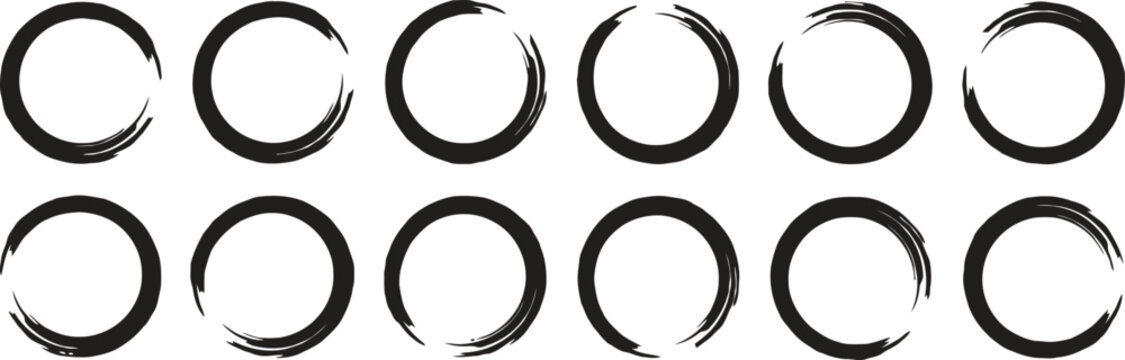 Best quality icon png eps jpg hand drawn circle brushstroke set black ink circles