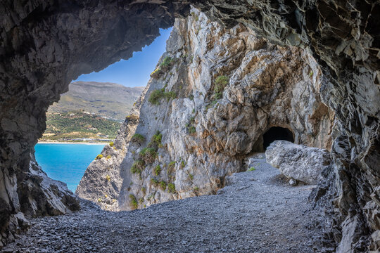 The "Old Plakias Tunnels" at the bay of Plakias, Crete, Greece