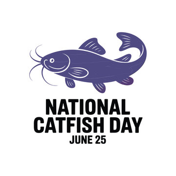 National catfish day illustration with a stylized catfish isolated on white background
