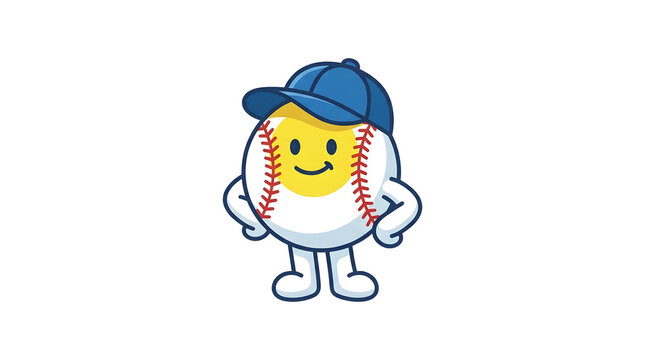 Cute Baseball Mascot Character Vector Illustration Isolated on White Background