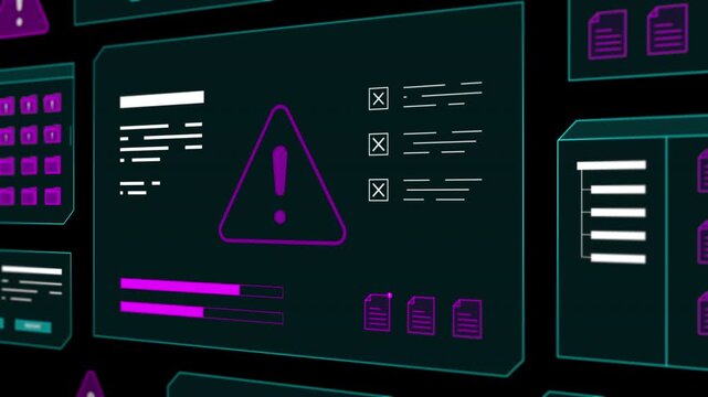 Network dashboard visualizing main computing infrastructure vulnerability alerts and threat levels.