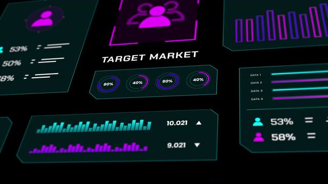 Animated world map dashboard tracking global target market reach and international buyer distribution.
