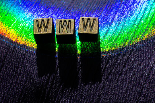 The word WWW consists of metal cubes with letters,
