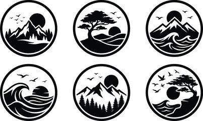Fototapeta premium Black and white animal footprint silhouettes set for nature illustration or design