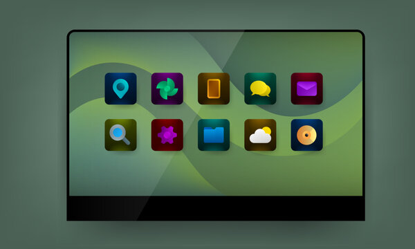 Modern application icon set for smart device dashboard interface