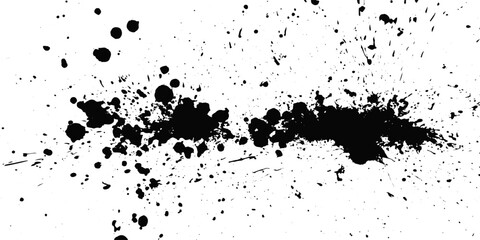 Fototapeta premium Grunge Ink Splash Overlay with Black Splatters Speckles Random Dots and Distressed Paint Texture on White Background Vector.