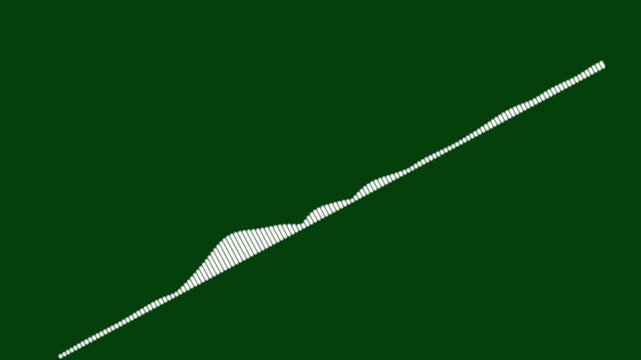 Abstract music spectrum ring with pulsing audio bars, futuristic waveform motion and dynamic sound visualization effects in on dark green screen background 4K.