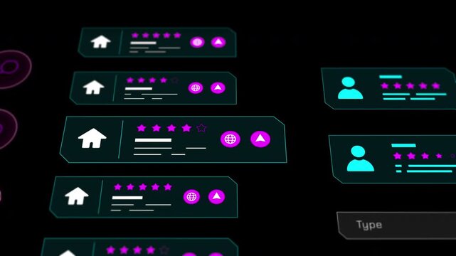 High tech portrait dashboard tracking user interaction patterns, review status, and profile engagement.
