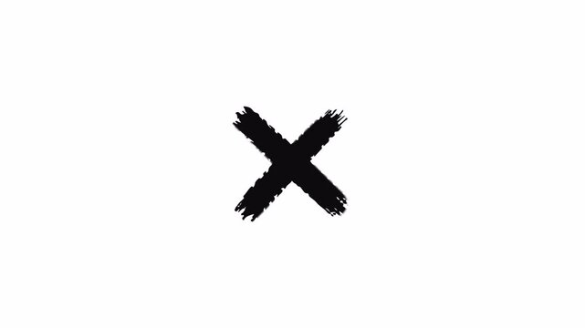 X Brush 4K Black on White Background Splatter Grunge Cross Animation