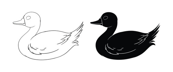 Fototapeta premium Loon Bird Icon Set – Waterfowl, Lake Bird, Wildlife Silhouette & Nature Vector Collection