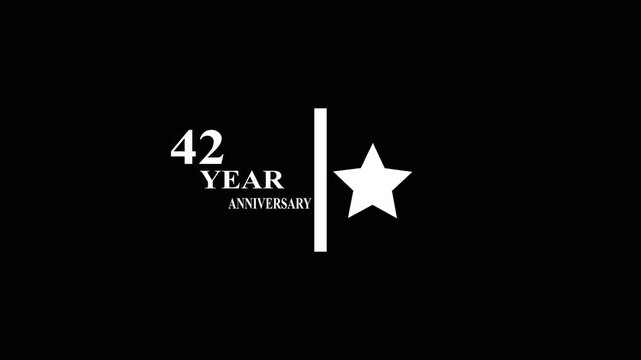 42 Years Anniversary Motion Graphic 4K footage with star.  Particles and Number, Animated 42 years  Wishes ,black  Background with alpha channel 4k animation video.