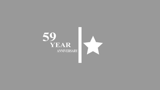 59 Years Anniversary Motion Graphic 4K footage with star.  Particles and Number, Animated 59 years Wishes white Background with alpha channel 4k animation video.