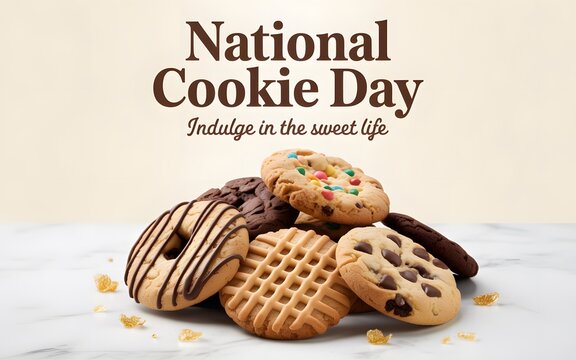 Assortment of cookies on a marble surface National Cookie Day biscuits chocolate chip