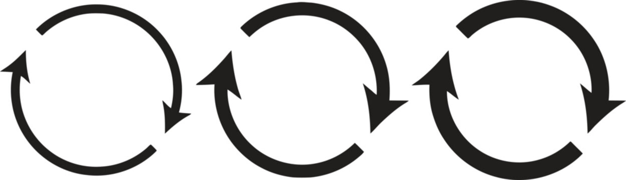 Four black circular arrows illustrating continuous process and iteration concepts